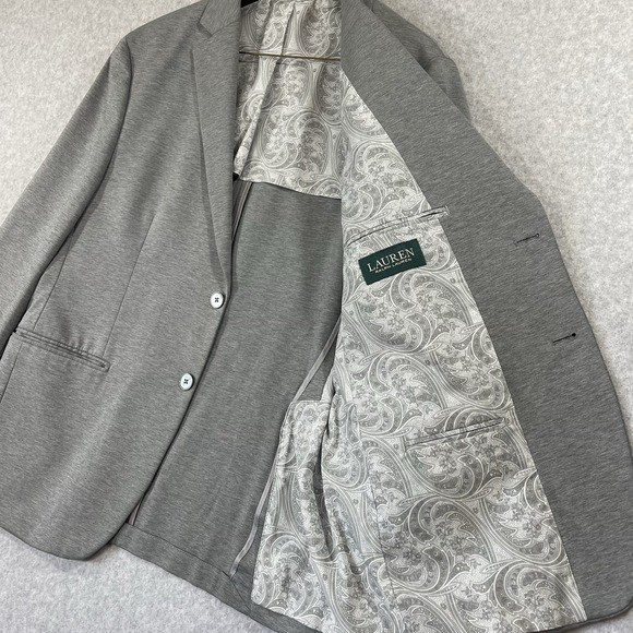 Lauren Ralph Lauren Blazer Men's 42S Gray Cotton Nylon Spandex 2 Button‎ *Flaw - Picture 3 of 13